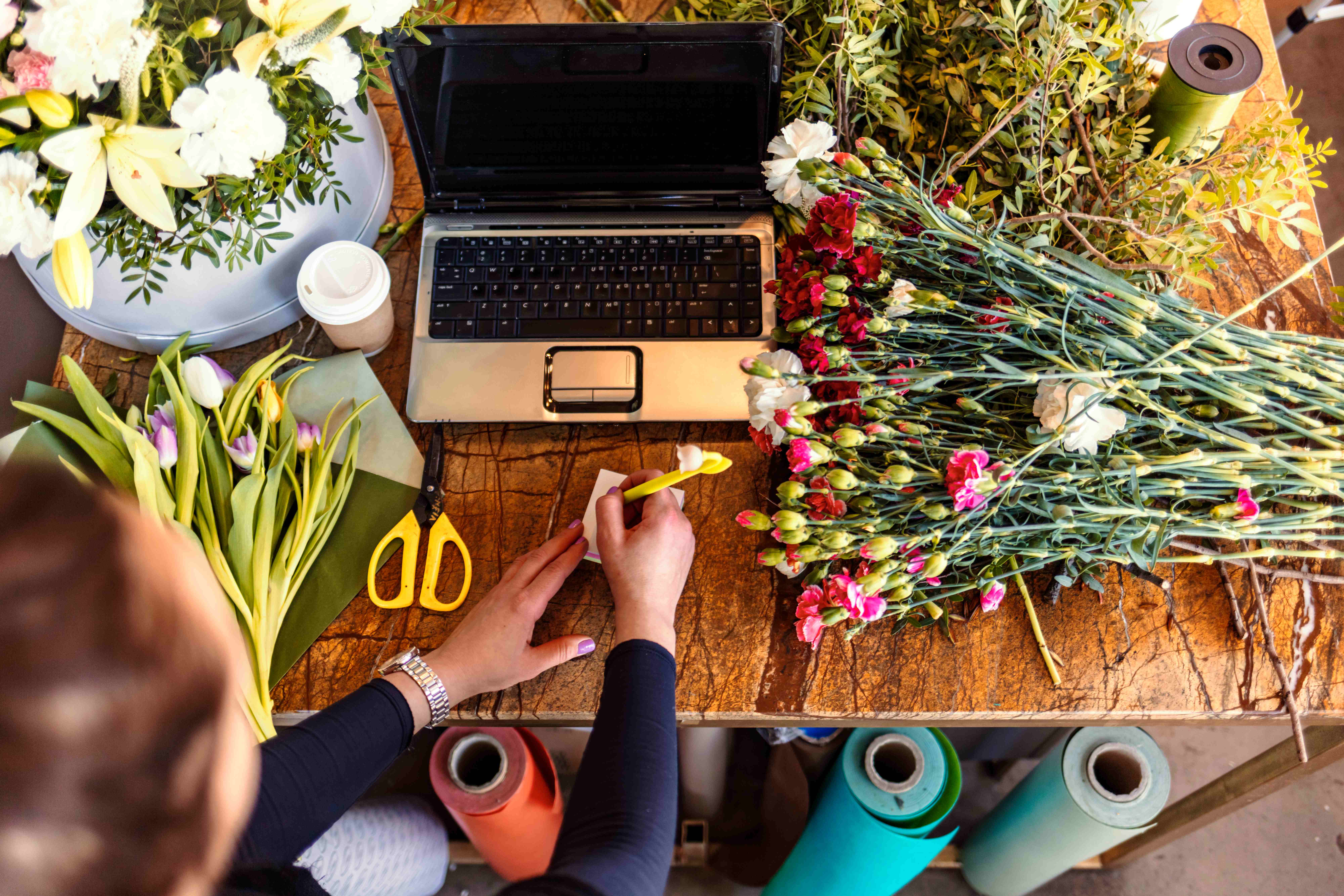 Professional florist workspace